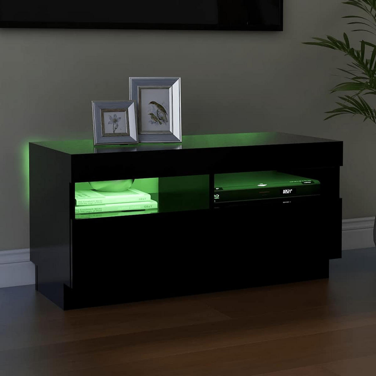 TV-SCHRANK Mit Led-Leuchten Schwarz 80/35/40 Cm - Schwarz, Holzwerkstoff (35/48/120cm) - vidaXL