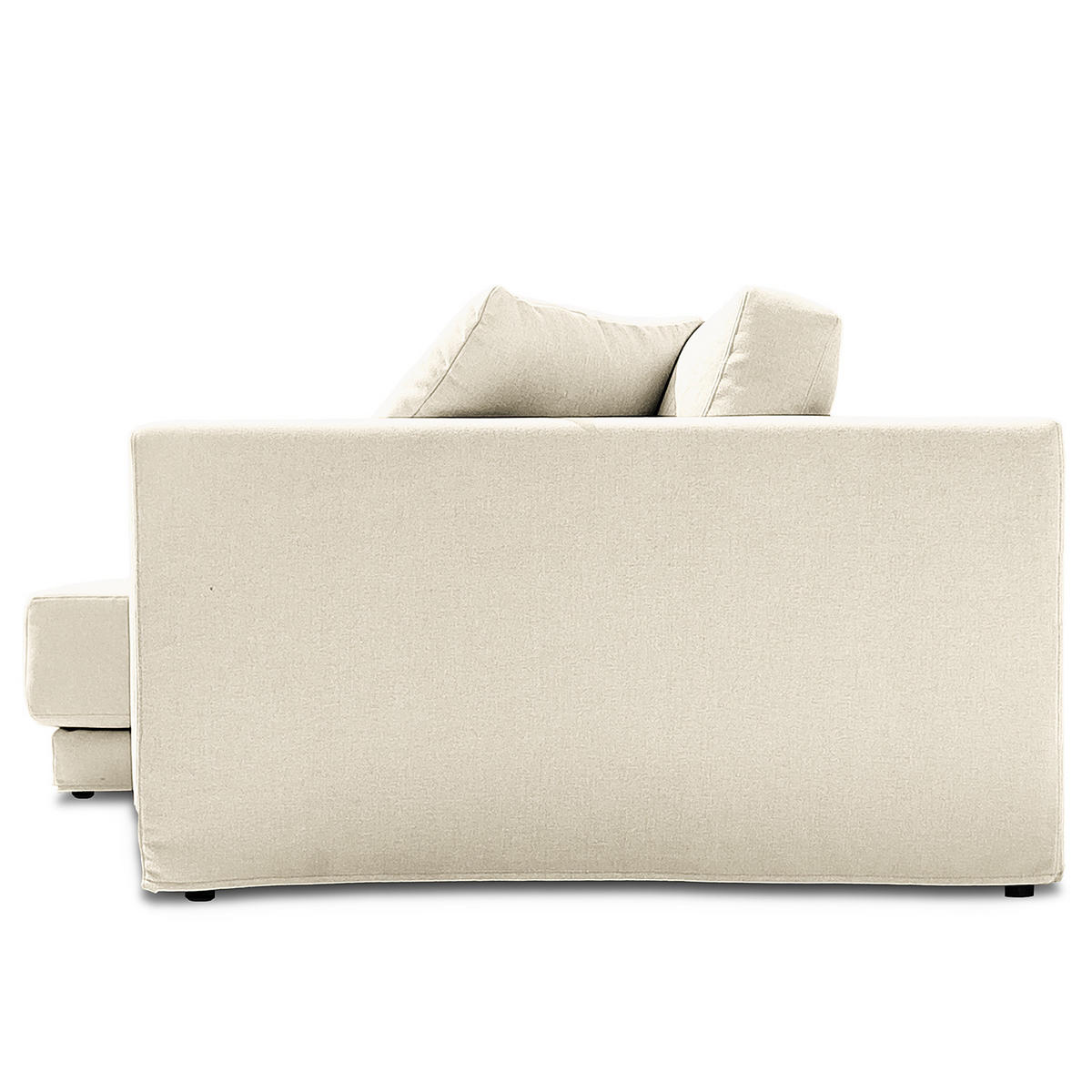 ECKSOFA mit Wechselbezug - Longchair, Webstoff - Creme/Schwarz, Kunststoff/Textil (260/155cm) - home24