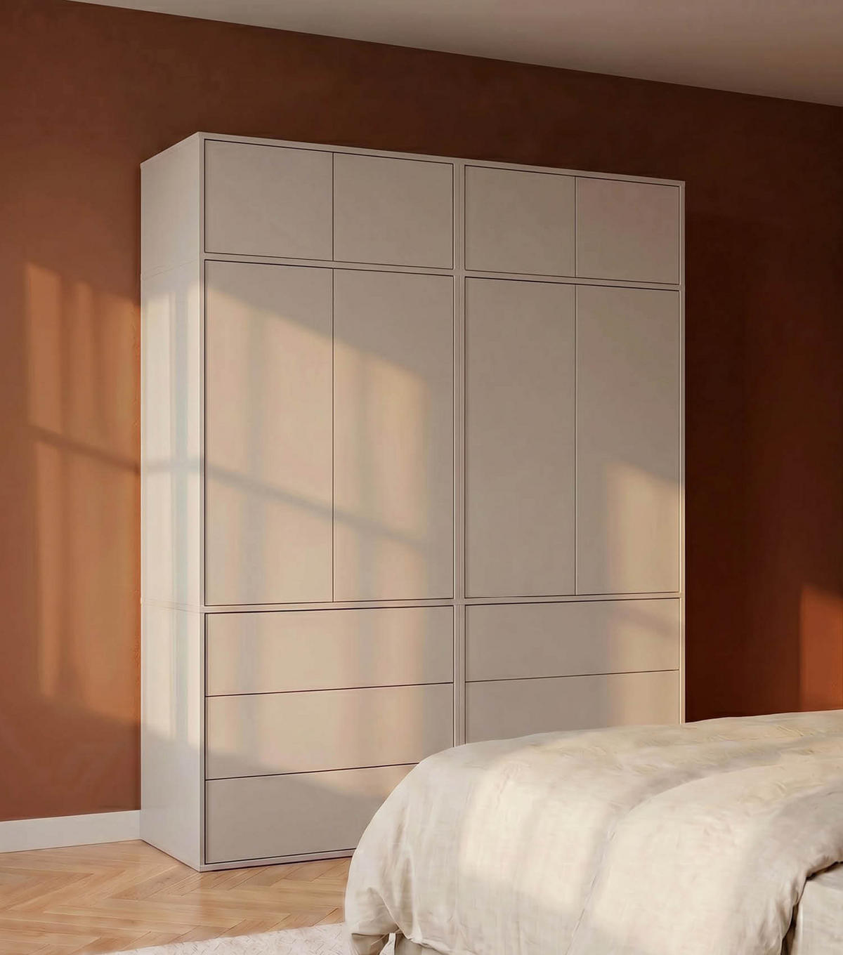 KLEIDERSCHRANK Der Robe - Beige, Holzwerkstoff (180/234/58cm) - Mokebo