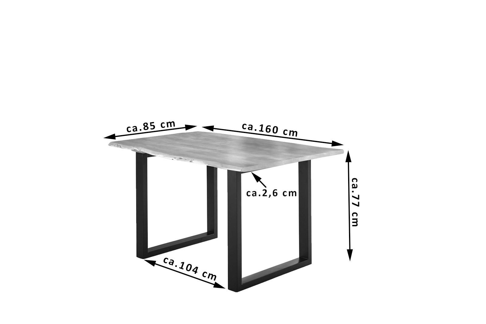 ESSTISCH LUBIN - Beige/Schwarz, Holz/Metall (85/160/77cm) - SAM
