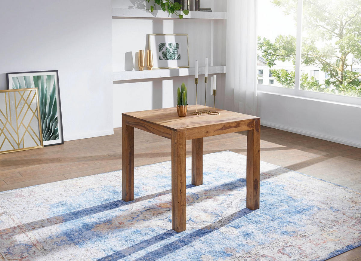 ESSTISCH Massivholz Akazie Rechteckig Handgefertigt NAKO, Braun 80x80x76 cm - Dunkelbraun/Braun, Holz (80/80/76cm) - KADIMA DESIGN