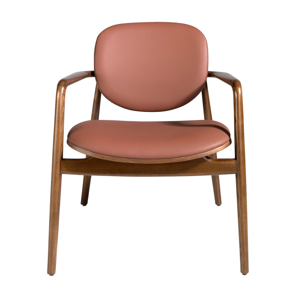 SESSEL Sessel aus braunem Öko-Leder und Nussbaumholz 65/64/75 cm - Nussbaumfarben/Terracotta, Leder/Holz (65/75/64cm) - ANGEL CERDA