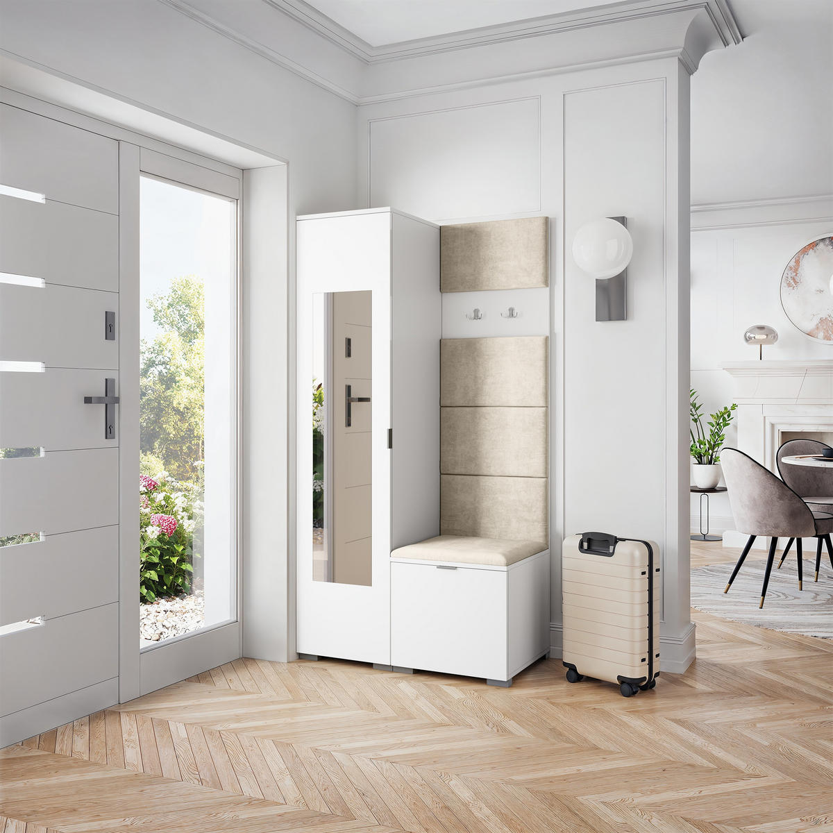 GARDEROBENSCHRANK VIRA 95/181/51 cm Modern Weiß - Weiß, Holzwerkstoff (95/181/51cm) - MASSENO