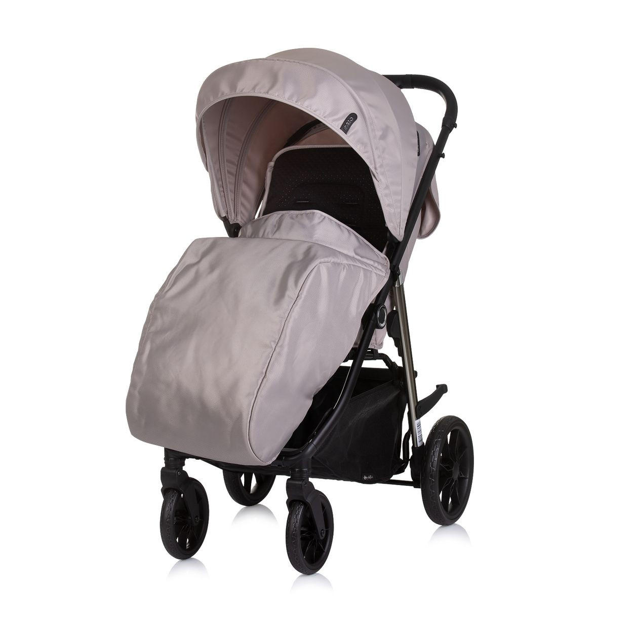 KINDERWAGEN Insta hellbraun Fußabdeckung, Federung, Korb, Gurt, klappbar - Braun, Metall (87/53/105cm) - Chipolino