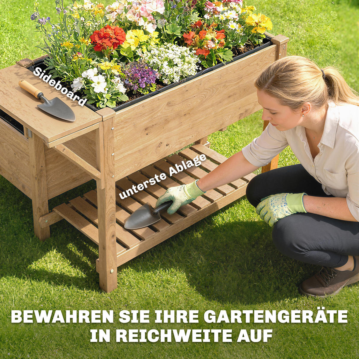 HOCHBEET 2-stufig aus Tannenholz Braun - Hellbraun, Holz (102/76.5/119.5cm) - Outsunny