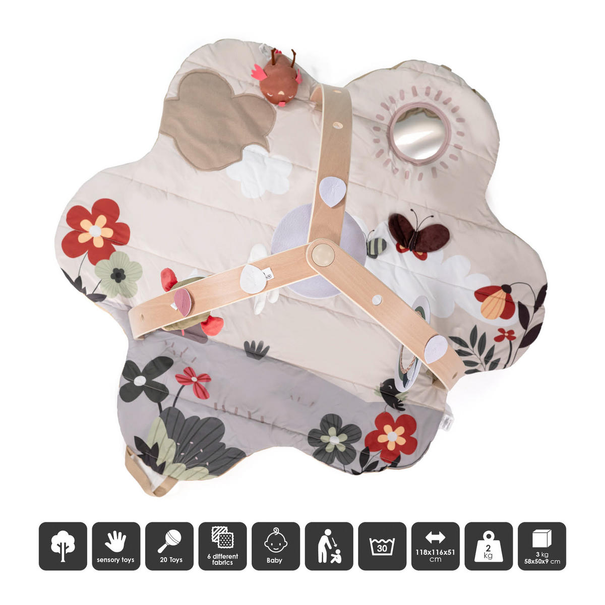 SPIELBOGEN Bianca Flower - Multicolor, Holz (57/90cm) - BabyGo