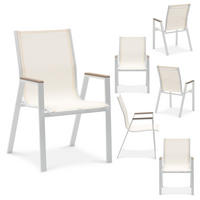 GARTENSTÜHLE MONDELLO 6er-Set beige, weiß - Beige, Metall (47/90/42cm) - IDIMEX