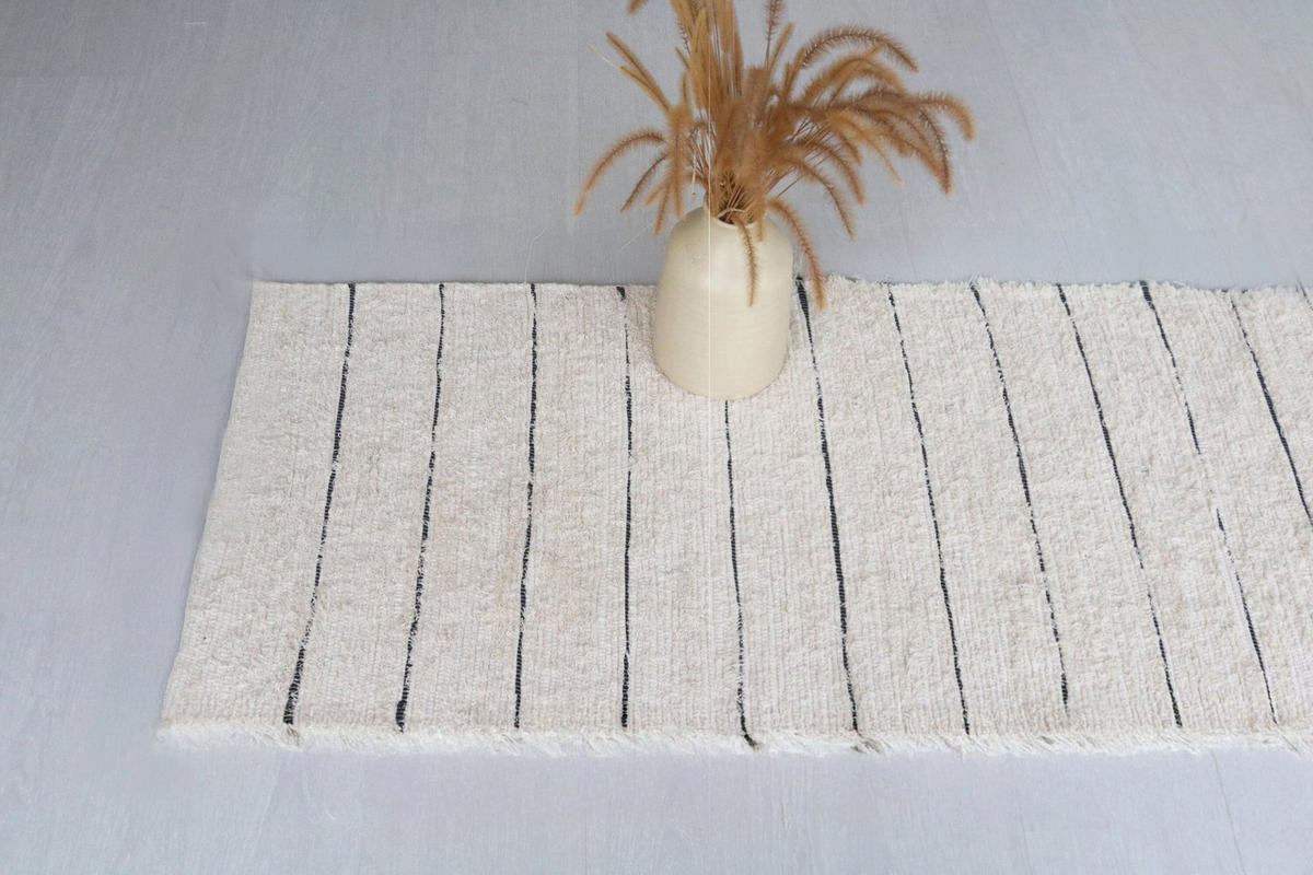 TEPPICH Baumwolle recycelt handgewebt beige - Beige, Naturmaterialien (60/200cm) - AFK Living
