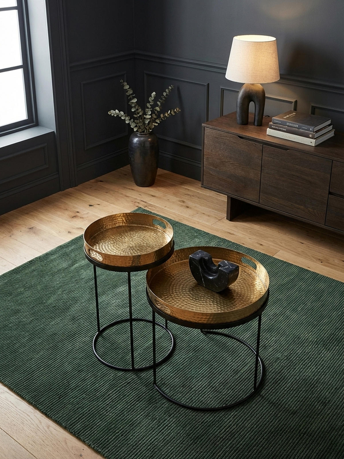 BEISTELLTISCH Aluminium Stahl Hammerstruktur Abnehmbare Platte NERA, Gold 38x38x45 cm - Goldfarben/Schwarz, Metall (38/38/45cm) - KADIMA DESIGN