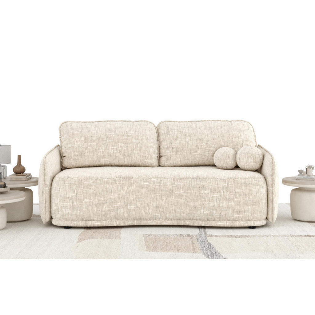 Thumbnail - Maison de Reve Schlafsofa, Creme, Textil, 3-Sitzer, Füllung: Schaumstoff, Rundrohr, 231x93x106 cm, Reach, Hergestellt in...