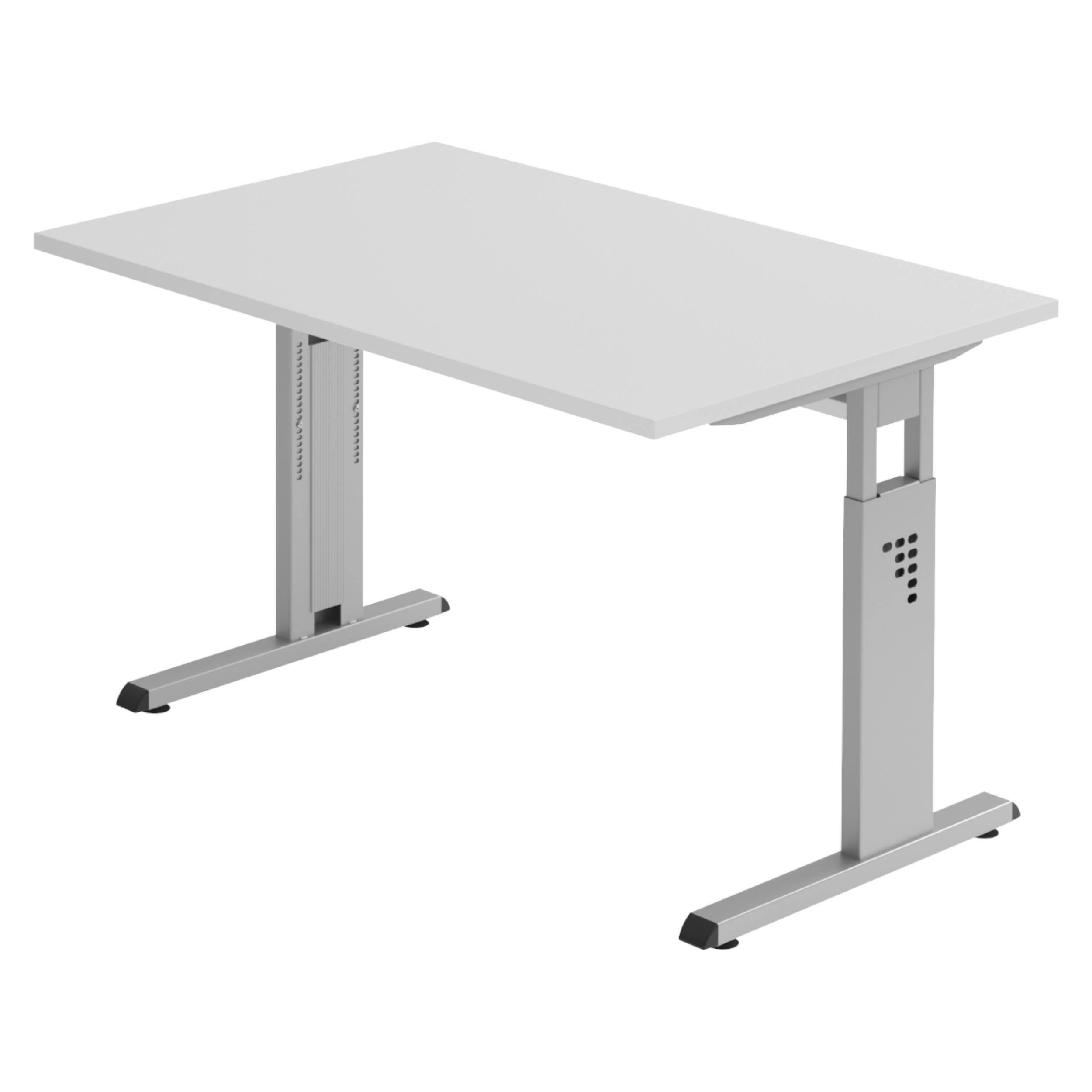 SCHREIBTISCH Serie-O 80/120/74 cm in Grau/Silberfarben - Silberfarben/Grau, Holzwerkstoff (80/120/74cm) - bümö