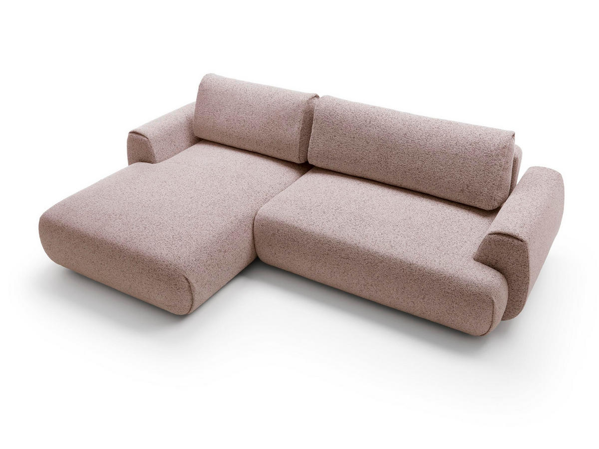 ECKSOFA Morena Rosa, mit Schlaffunktion, linke seite - Schwarz/Rosa, Holzwerkstoff/Textil (167/270cm) - Bettso