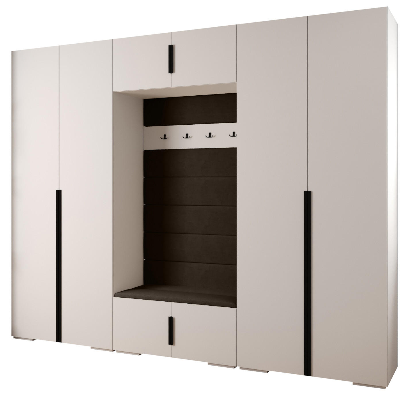 Abiks Möbel Garderoben-Set Weiß, Braun, Schwarz 300x236.7x47 cm