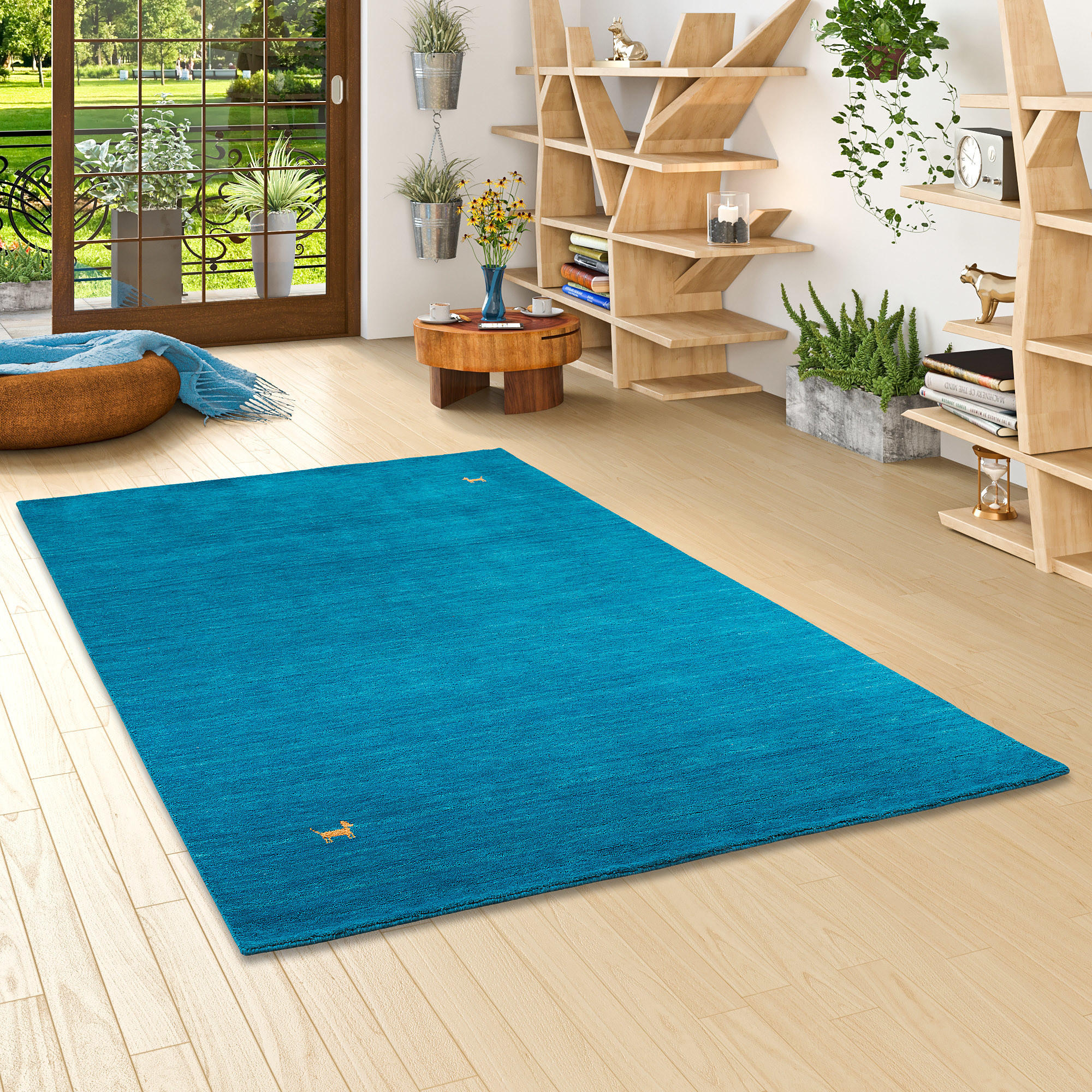 NATUR TEPPICH INDO NEPAL GABBEH SHIVA - Türkis, Textil (200/200cm) - Pergamon