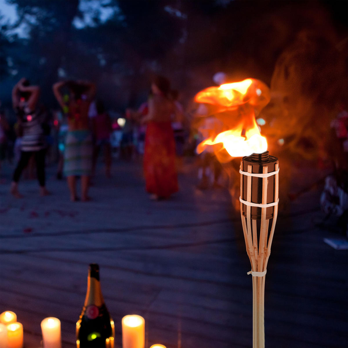 12XGARTENFACKEL - Hellbraun, Holz/Metall (50cm) - Relaxdays