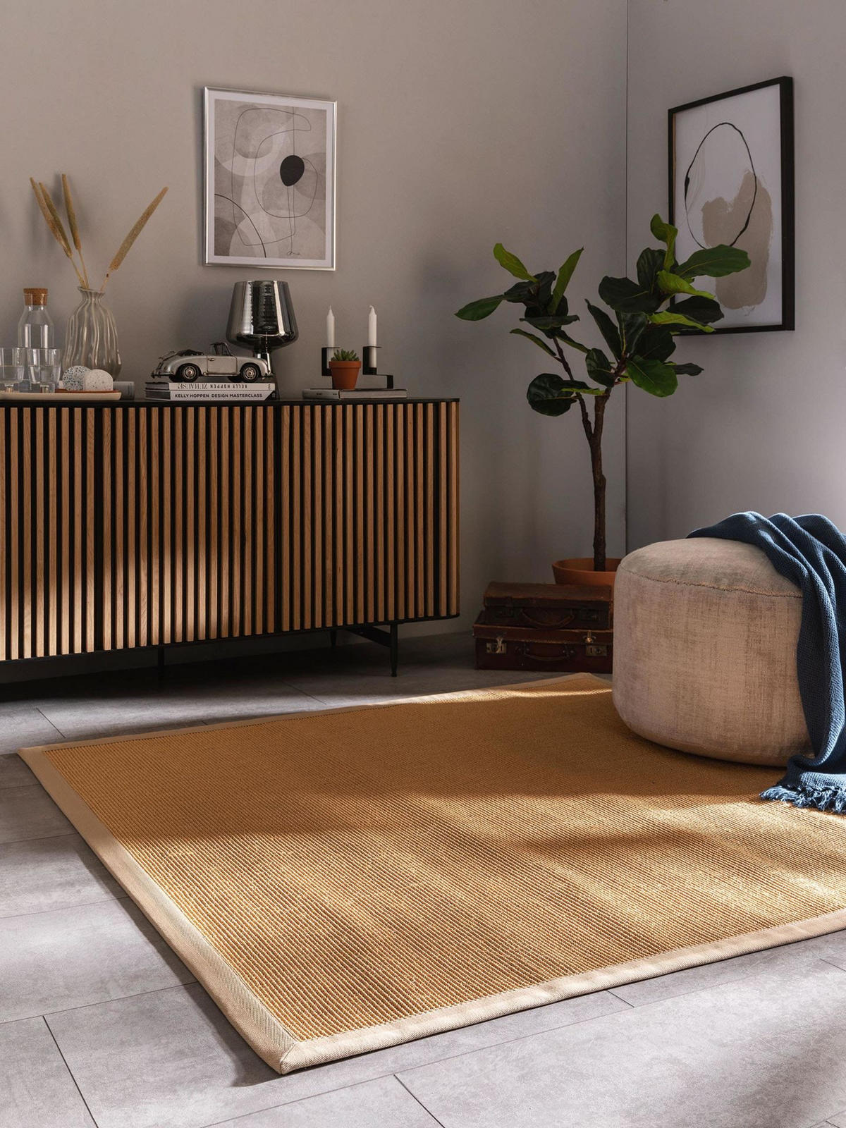 SISALTEPPICH Sana Beige 150x150 cm - Beige, Naturmaterialen/Kunststoff (150/1cm) - KUNSTLOFT