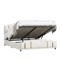 POLSTERBETT 160/200 cm Beige mit Hydraulisches Staufach und LED-Ambientebeleuchtung - Beige, Textil (160/200cm) - Oxeza
