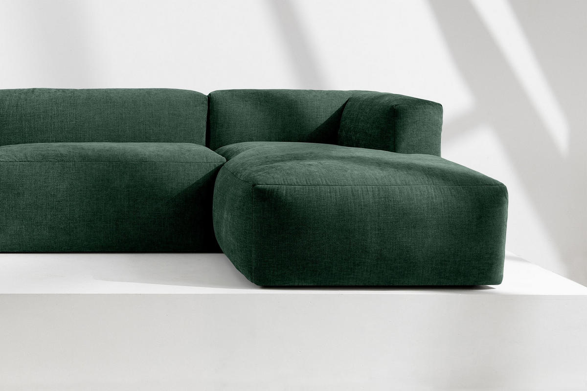ECKMODULSOFA-RECHTS BUFFO 3/4 Sitzer mit extrem weicher Sitzfläche, Gewebestoff, maritim - Grün, Textil (237/180cm) - KONSIMO®