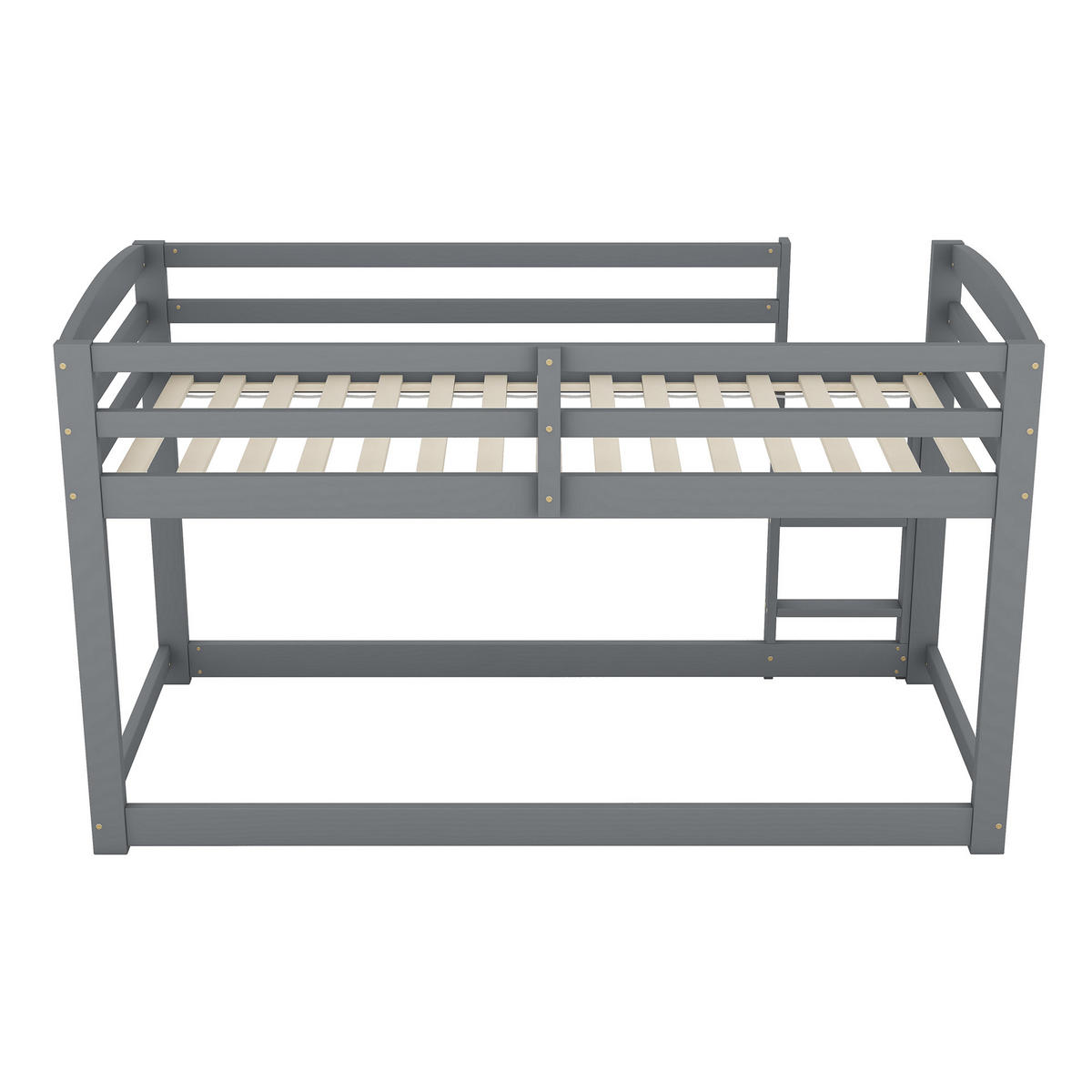 ETAGENBETT 90/200 cm Grau aus massiver Kiefer mit stabilem Geländer - Grau, Holz (90/200cm) - OKWISH