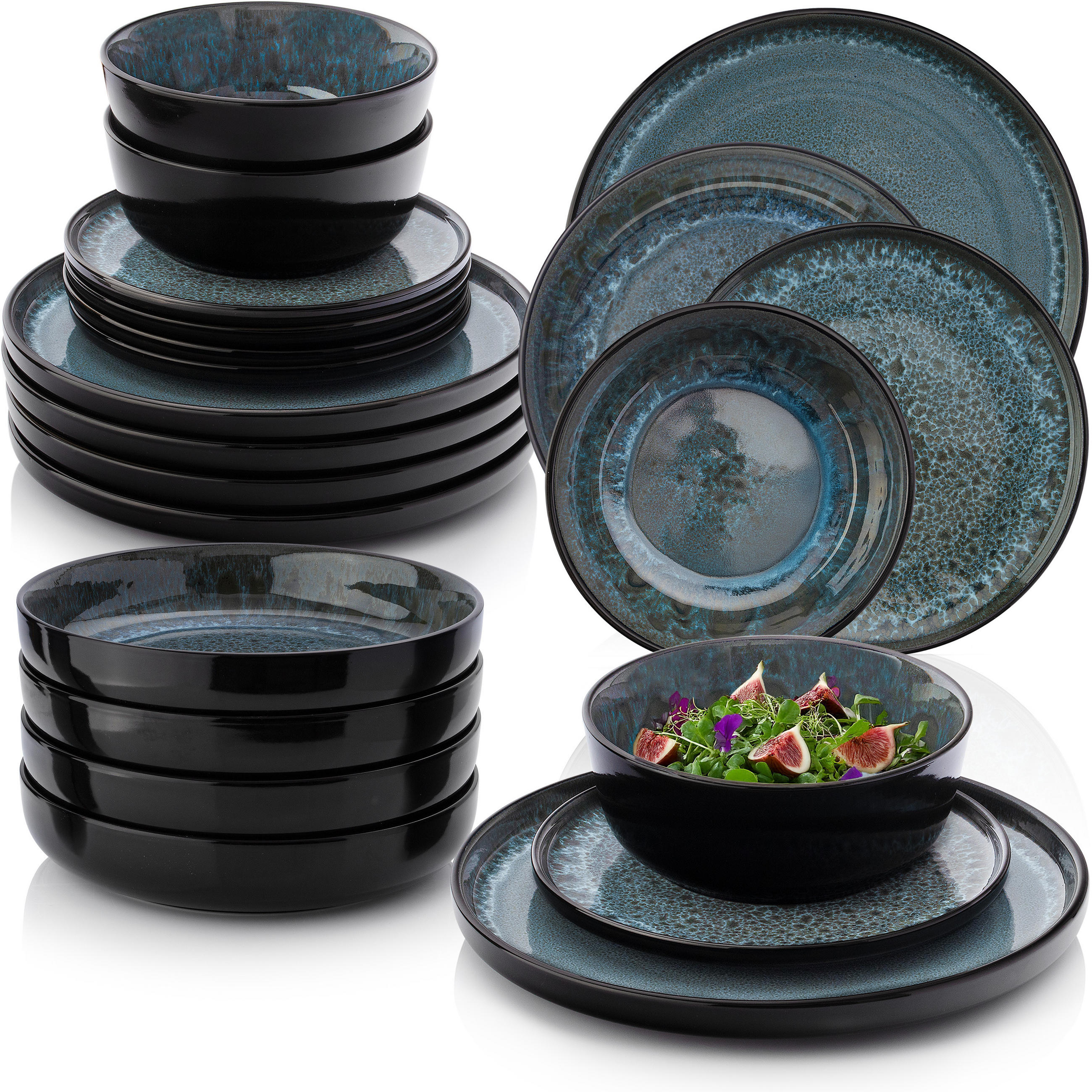 TAFELSERVICE MANILA - 24 teilig aus Steingut - Blau, Stein (26.5/2/26.5cm) - Sänger