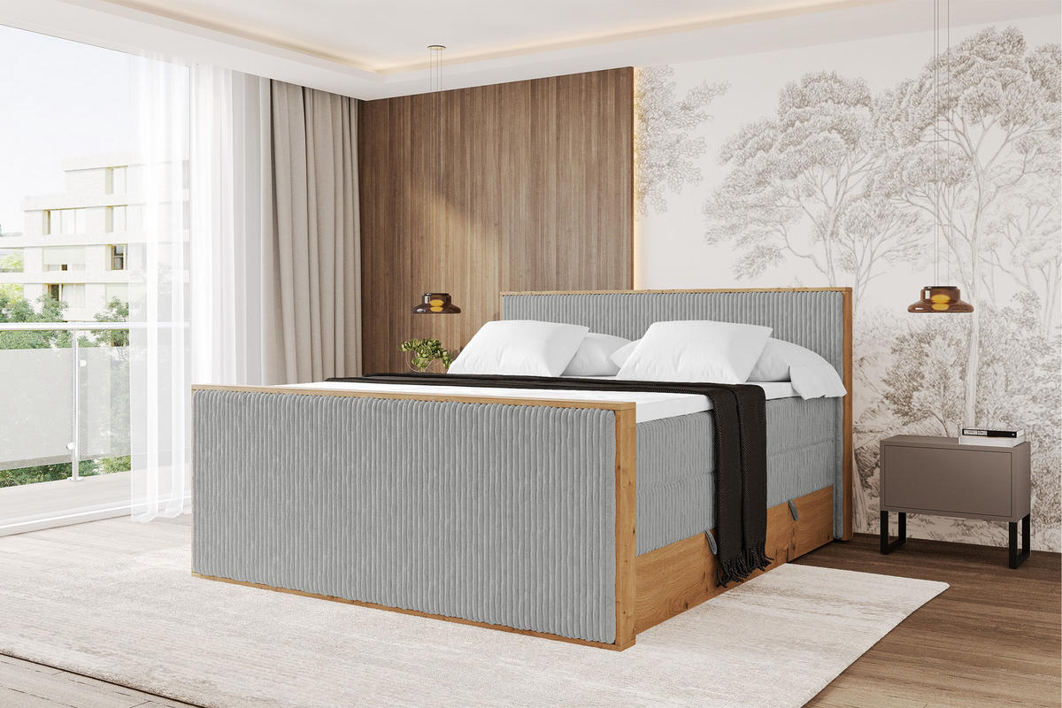 BOXSPRINGBETT LOLLI9 -Z-KING 180x200 - H3/H4 Grau - Grau, Holzwerkstoff (180/200cm) - ALTDECOR