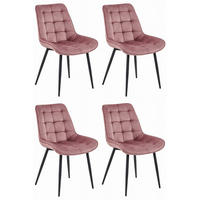 ESSZIMMERSTUHL 4-er Set BERA dunkelrosa Sitz, schwarze Beine - Dunkelrosa/Schwarz, Textil (54/88/60cm) - Valora