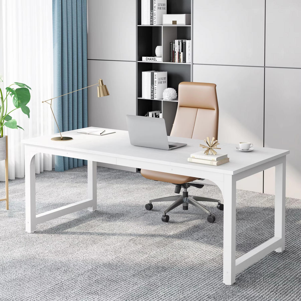 SCHREIBTISCH 180/80/75 cm Weiß moderner Arbeitstisch - Weiß, Holz (180/90/75cm) - Kaket
