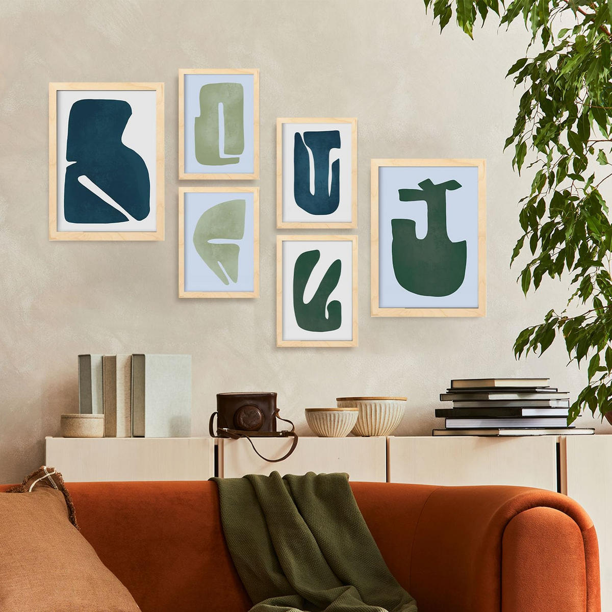 POSTER Set Mit 6 Feine Geschicklichkeit A3 & A4 Rahmen Aus Hellem Holz - Beige, Papier (29/3cm) - Nacnic