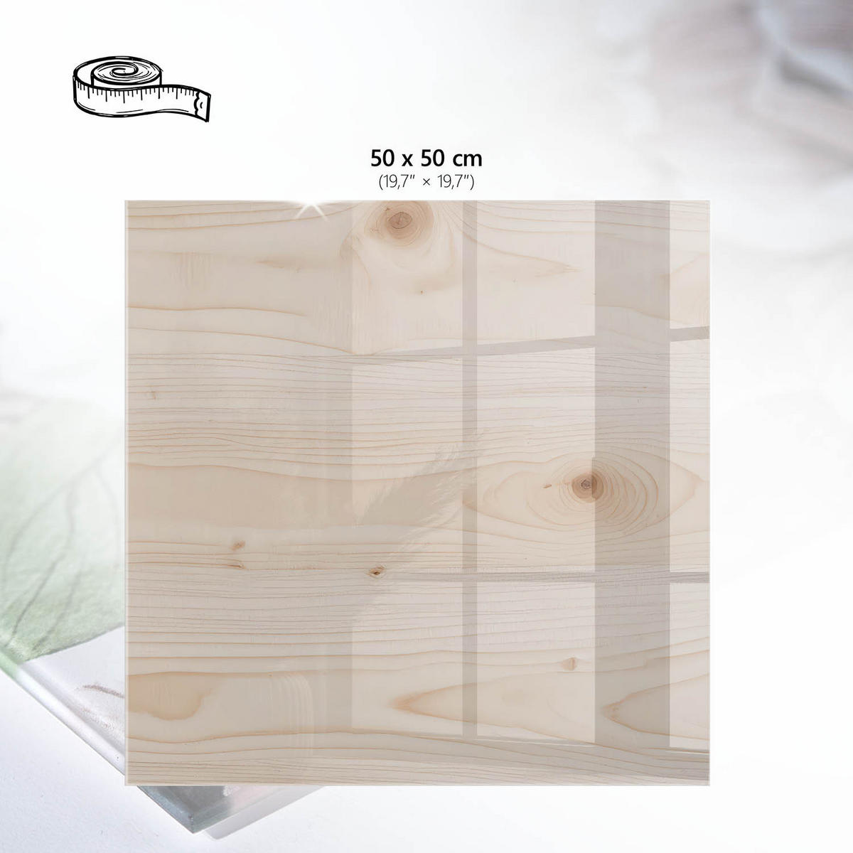 TISCHPLATTE 50x50 cm – Holzkonstruktion - Braun, Glas (50/50/0.4cm) - Wallfluent