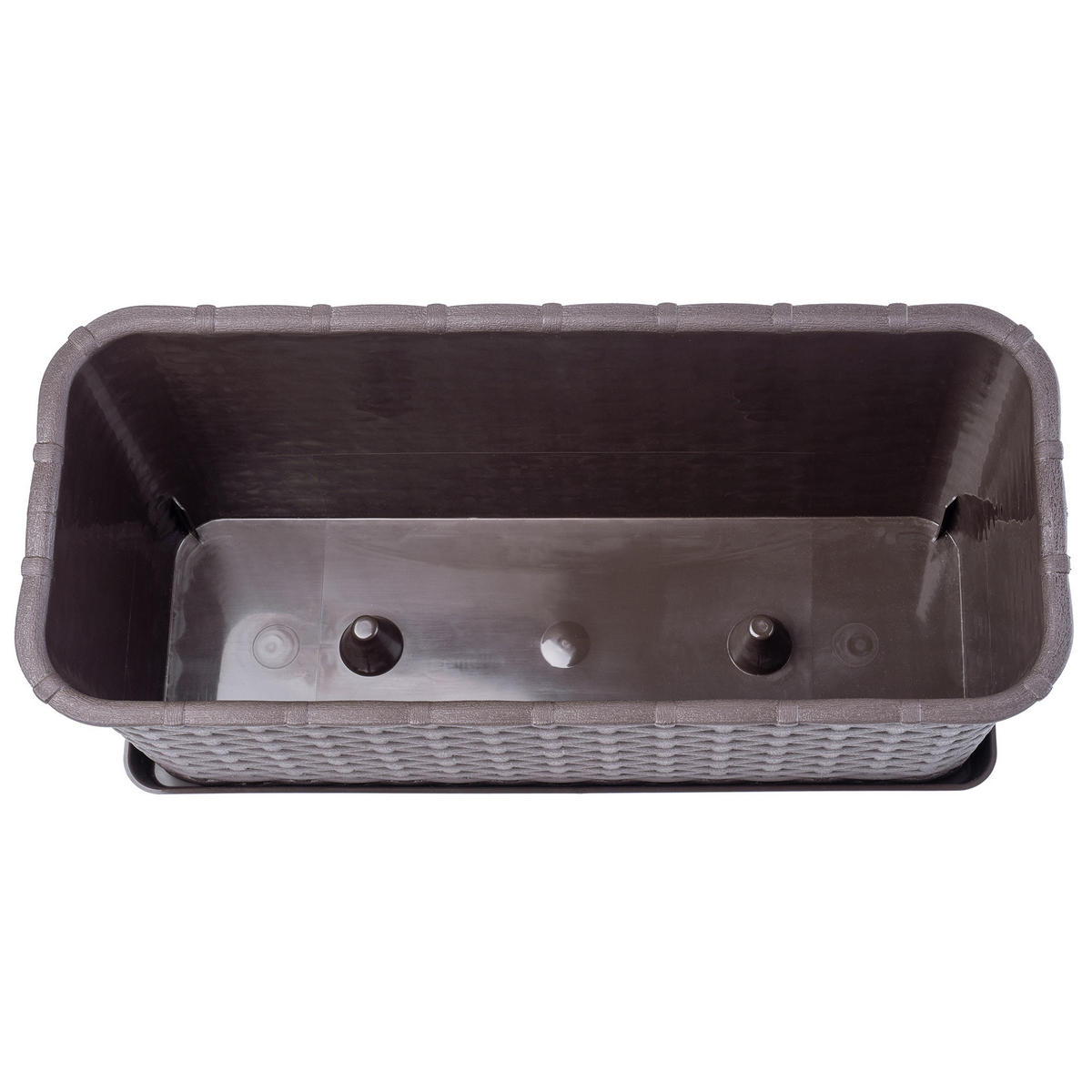 BALKONKASTEN mit Untersetzer 40 cm, Braun - Braun, Kunststoff (17/40cm) - KADAX