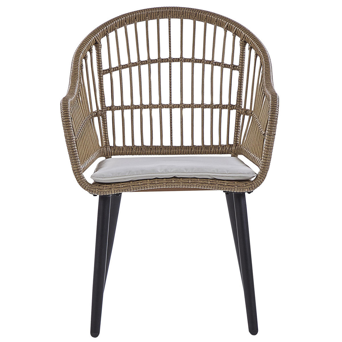 GARTENMÖBEL SET 6-Sitzer Rattan natürlich Auflagen beige Aliano II - Beige/Schwarz, Kunststoff - Beliani