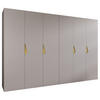 DREHTÜRENSCHRANK 202/300/52 6-türig - Beige/Goldfarben, Holz/Metall (300/202/52cm) - Abiks Möbel