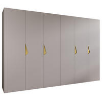 DREHTÜRENSCHRANK 202/300/52 6-türig - Beige/Goldfarben, Holz/Metall (300/202/52cm) - Abiks Möbel
