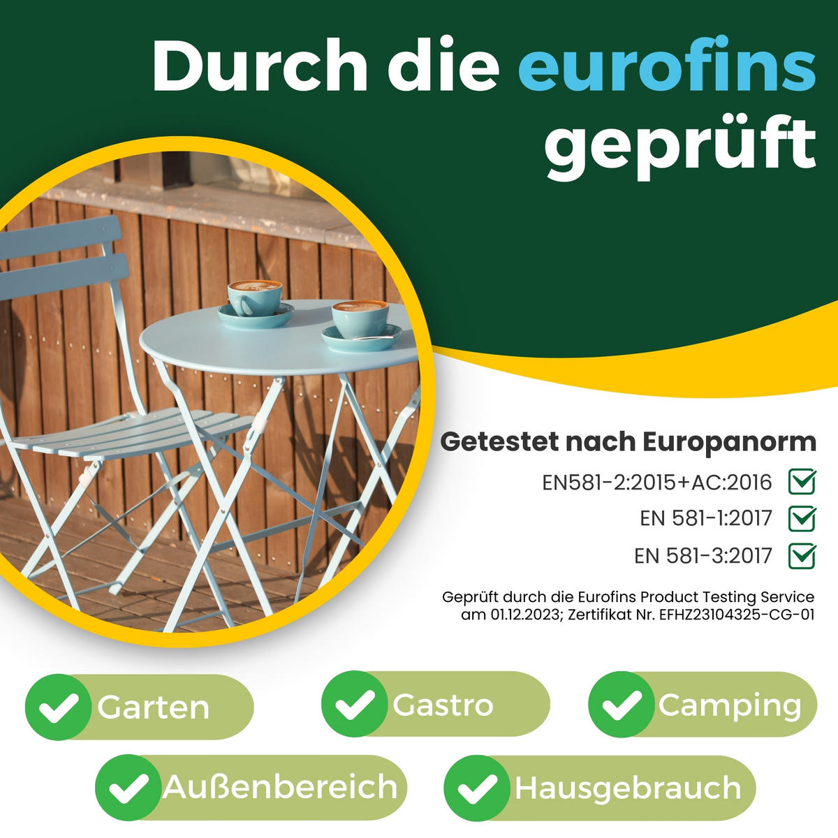 BISTRO SET Blau - Blau, Metall - Albatros