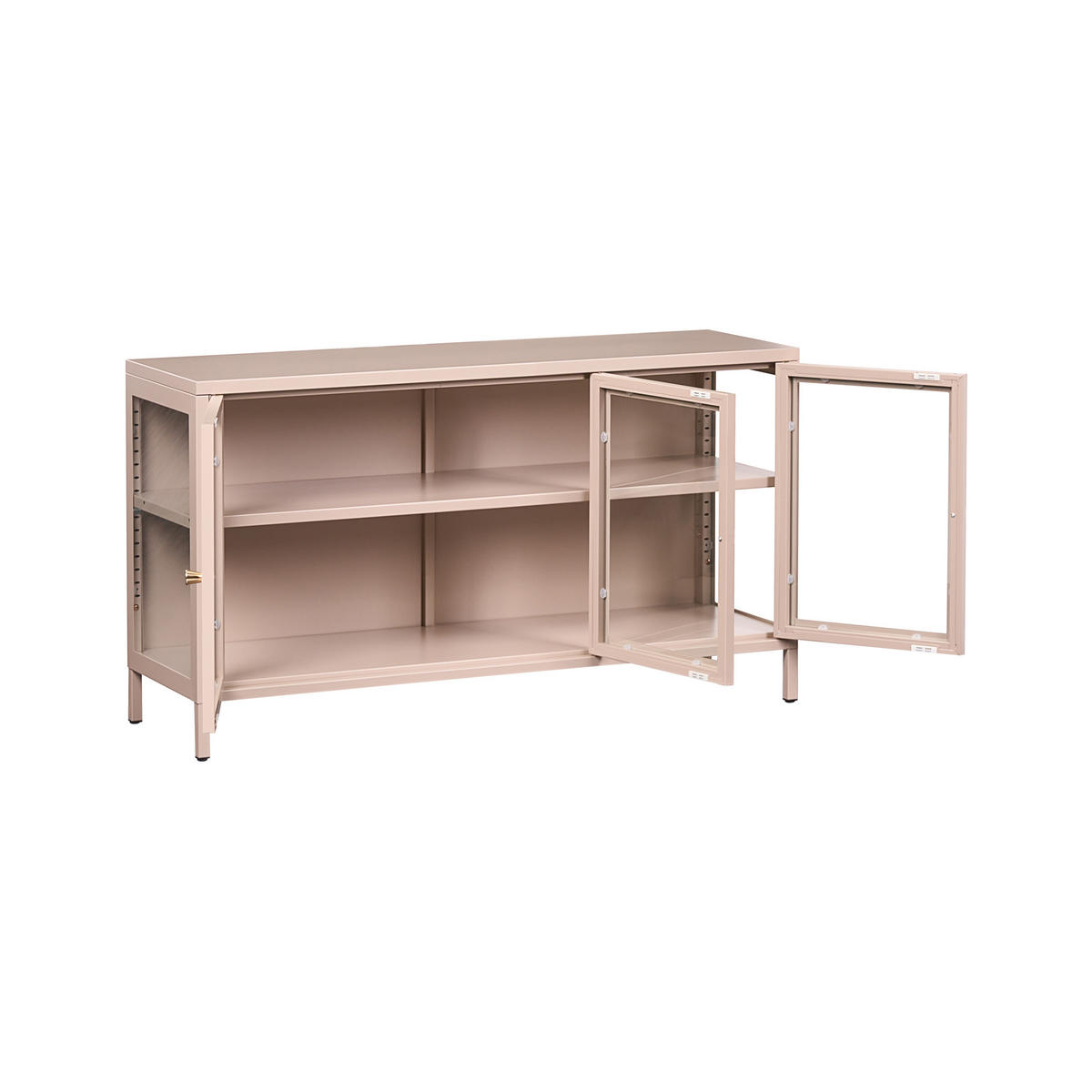 SIDEBOARD mit Glastüren Metall 115 cm Beige Newport - Beige/Goldfarben, Metall (115/64/35cm) - Beliani