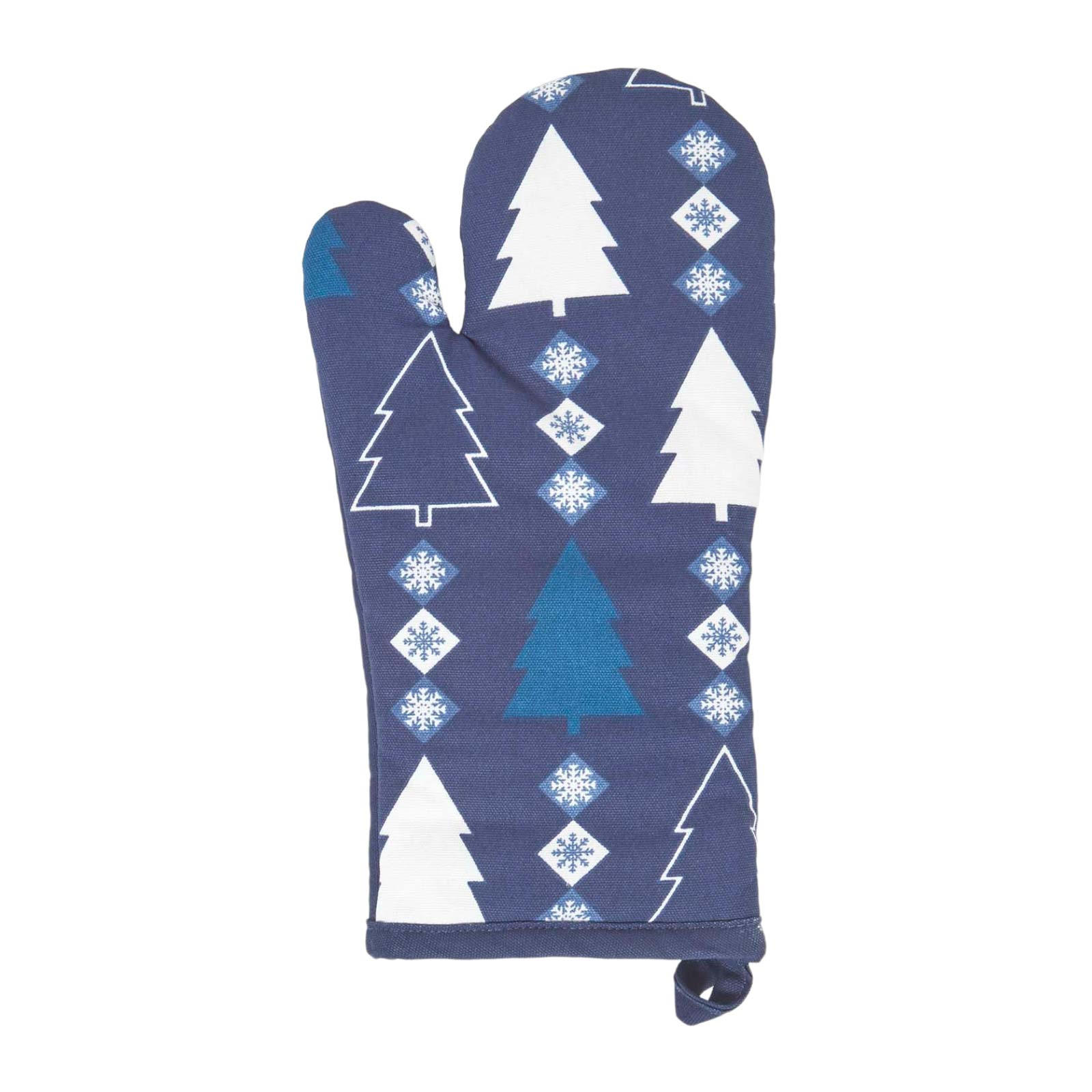 Homescapes Weihnachts-Ofenhandschuh Blau 18x32 cm