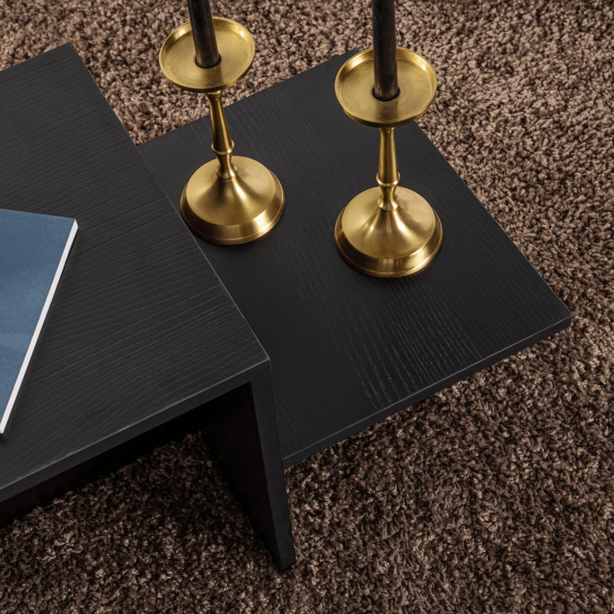 COUCHTISCH mit 2 Ebenen - harmony 77/40/40 cm - Schwarz, Holzwerkstoff (77/40/40cm) - Calicosy