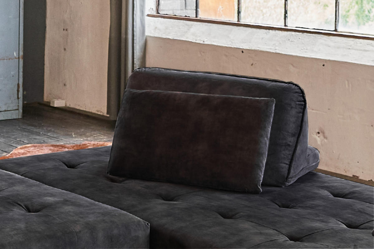 RÜCKENKISSEN WIOLO Anthrazit Velvet - Anthrazit, Textil (80/46cm) - KAWOLA