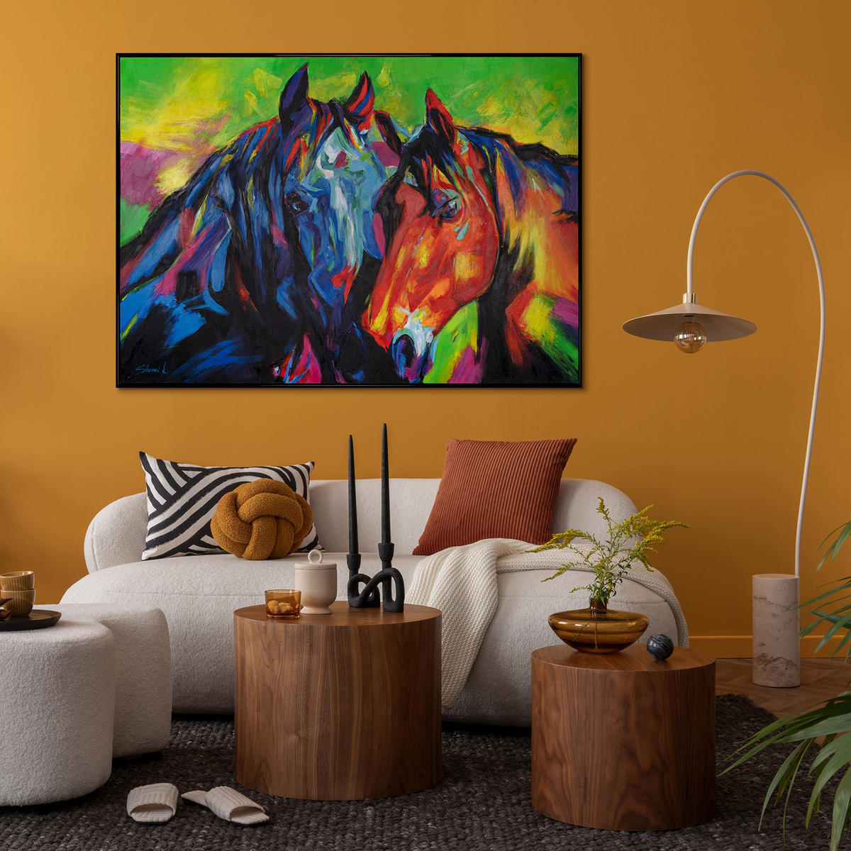 GEMÄLDE Vielfarbige Mähnen Schattenfugenrahmen Schwarz 120x80 cm - Schwarz, Holz (120/80cm) - YS-art gallery
