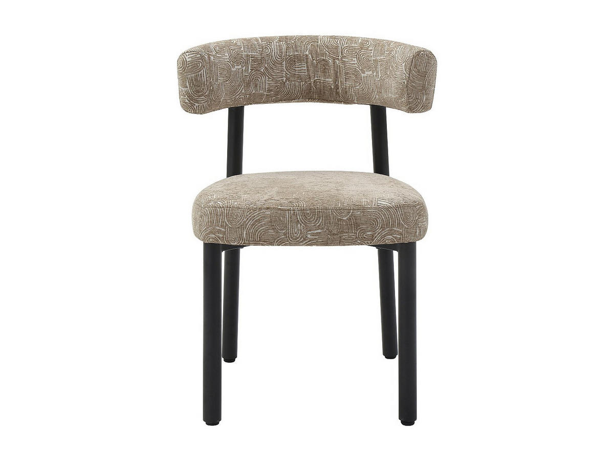 6ER Set Stühle - Strukturstoff & schwarzes Metall - Beige und Weiss - SELORIN - Beige, Textil (58/80/59cm) - Vente-Unique