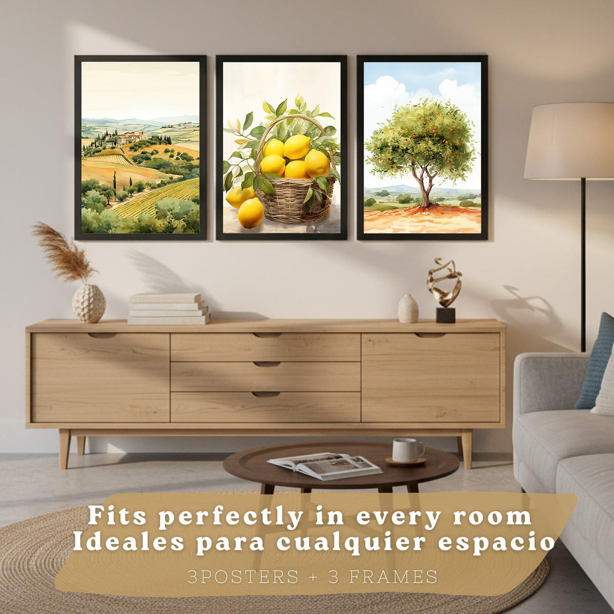 PLAKAT Sada 3 Pole A3 Černý rám - černá, papír (29.7/1/42cm) - Nacnic