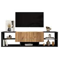 LOWBOARD Modellname Schwarz und Naturfarben 160/40/42 cm - Schwarz, Holz (160/42/40cm) - PANGIVO