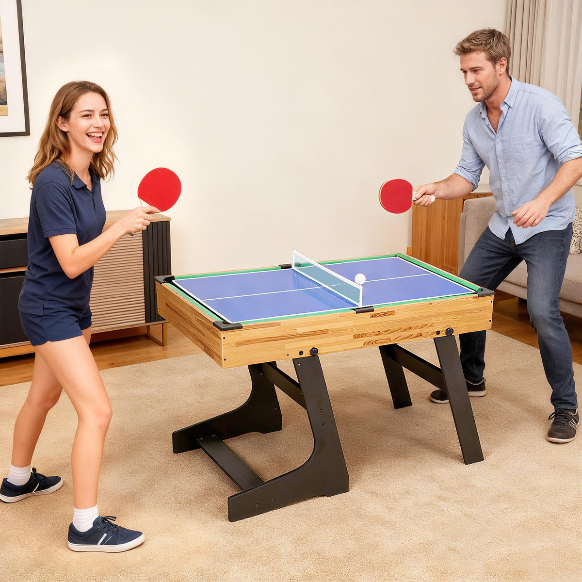 MULTISPIELTISCH DE-18854 Helles Nussbaum - Walnussfarben, Holzwerkstoff (106/120cm) - ComfortXL