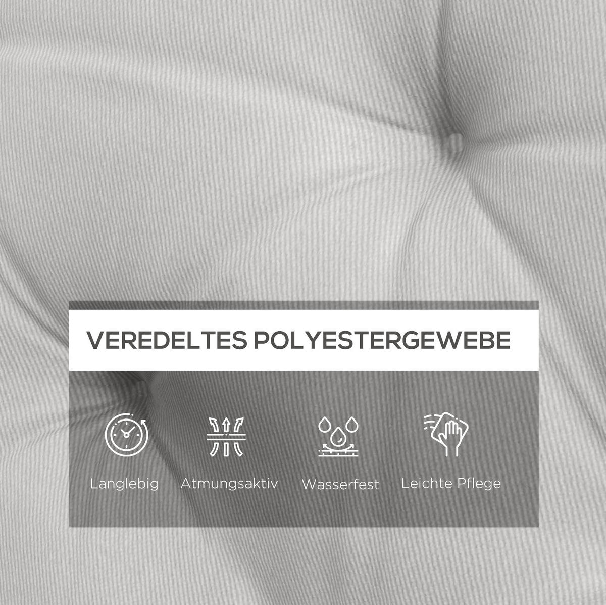 HOLLYWOODSCHAUKELAUFLAGE aus Polyester 150x98x8 cm in Hellgrau mit 6 Bändern - Hellgrau, Textil (98/8/150cm) - Modfu