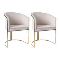 STUHL mit Armlehnen 2er-Set - Samt & Metall - Beige und Goldfarben - JOSETHE - Creme, Textil (52.5/82.5/59.5cm) - Pascal Morabito
