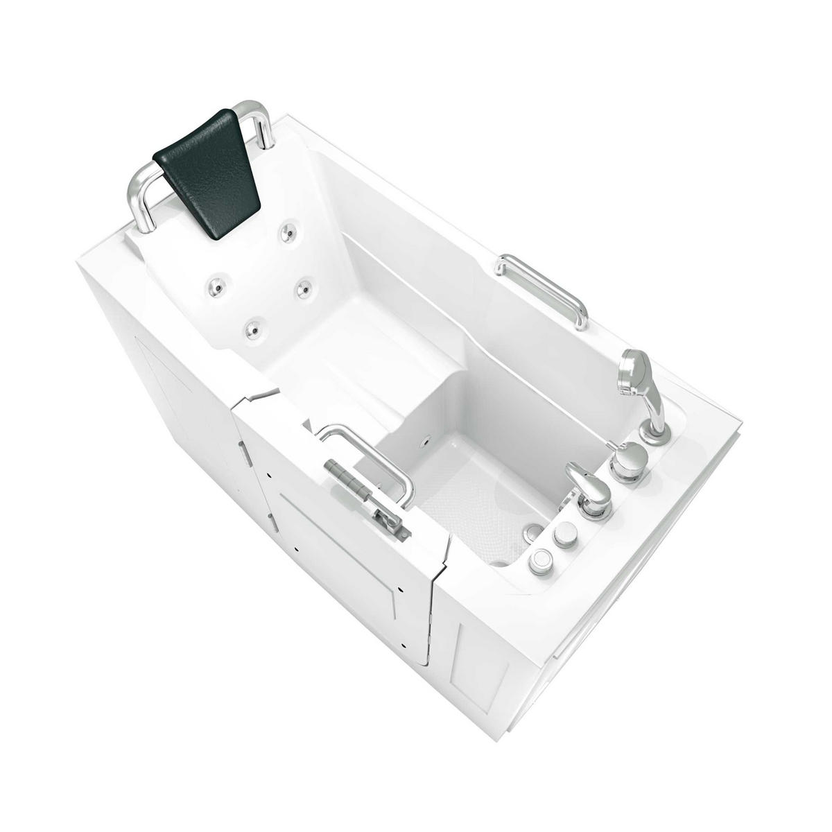 SITZWANNE Whirlpool Badewanne mit Tür S07WP-A-L 140x76cm - Weiß, Glas/Kunststoff (76/116/140cm) - AcquaVapore by Sandra Jentho