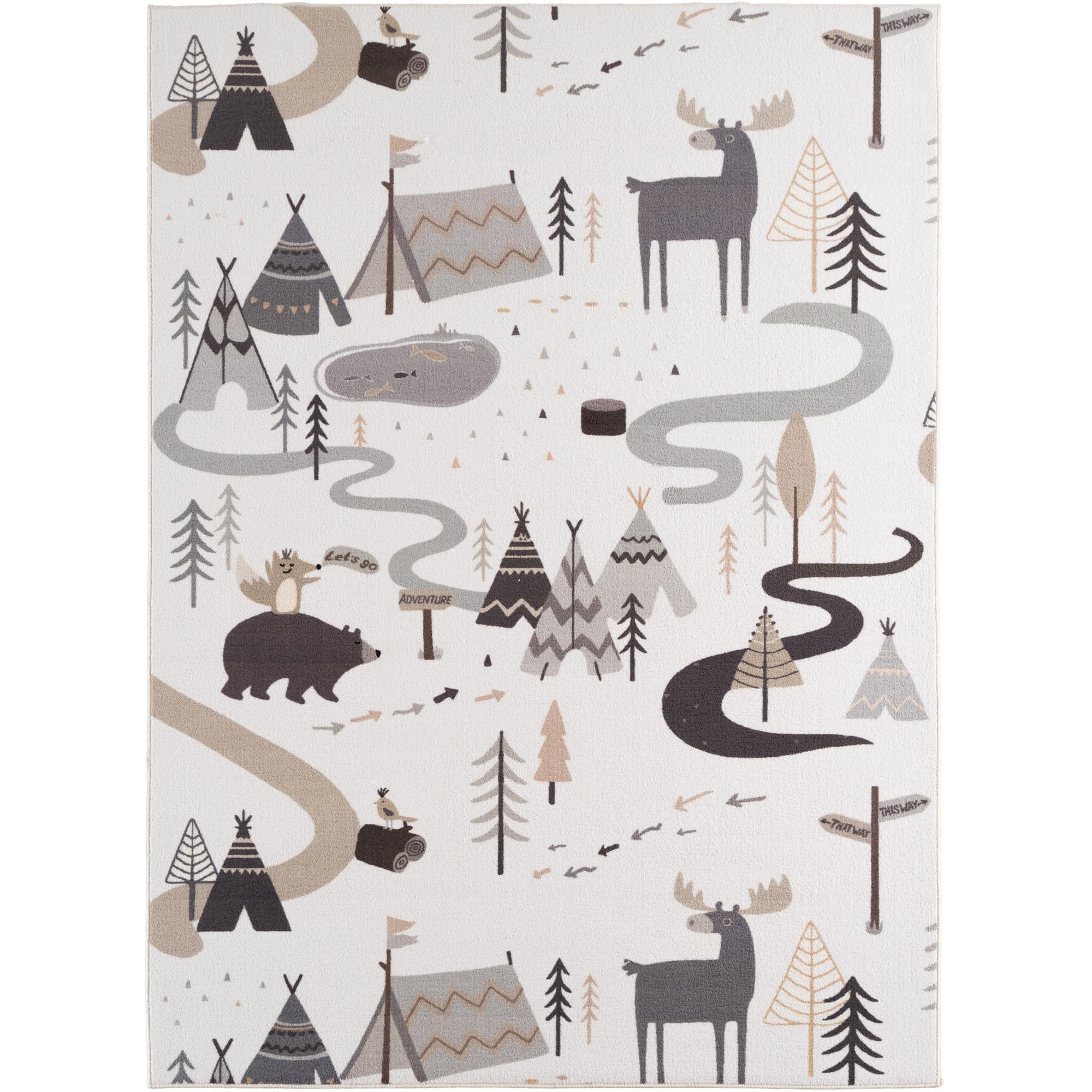 SPIELTEPPICH Waschbar TINO in Creme, mit Waldtier-Motiv, 140 x 200 cm - Beige, Textil (200/140cm) - KADIMA DESIGN