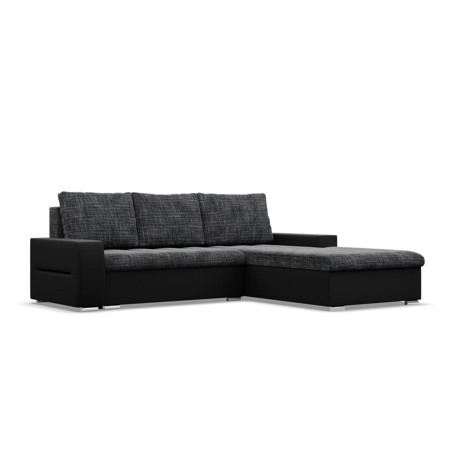 ECKSOFA MIT SCHLAFFUNKTION AURORA RECHTS, Schwarz + Schwarz - Schwarz, Textil (243/200cm)