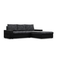 ECKSOFA MIT SCHLAFFUNKTION AURORA RECHTS, Schwarz + Schwarz - Schwarz, Textil (243/200cm)