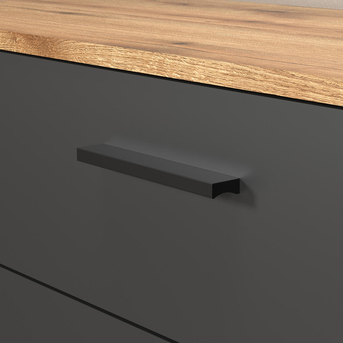 SIDEBOARD grau, Evoke Eiche 139 cm, Kommode mit viel Stauraum - Eichefarben/Anthrazit, Holzwerkstoff/Kunststoff (139/86/38cm) - Top.Furn